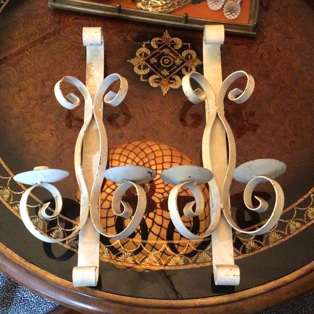 Shabby Chic Vintage White Metal Wall Sconces Indoor Outdoor